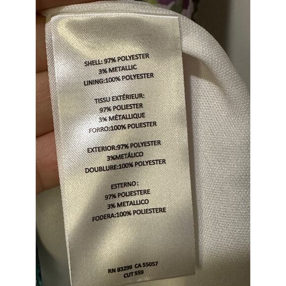 Parker & Rowe Faux Wrap Crystal Youryu Dress Floral Print Size Large NWT Vibrant - Picture 15 of 15